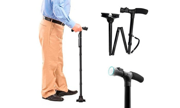 Teleskopstock für ältere Menschen mit LED-Licht 85-97 cm Schwarz sconto