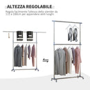 Stender Appendiabiti Estensibile 165x48x180 cm in Acciaio Inox e ABS Cromato