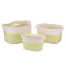 Set 3 Cestina in tessuto verde bianco rettangolare 