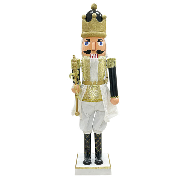 sconto Weihnachtlicher Nussknacker Soldat H160 cm mit Licht Sounds und Bewegung Schwarz und Gold
