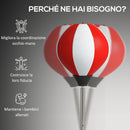 Punching Ball da Terra ad Altezza Regolabile 126-144 cm con Guantoni e Base Riempibile Rosso e Bianco      