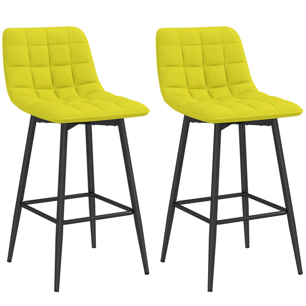 prezzo Set 2 Sgabelli da Cucina Stile Nordico 45x47x84 cm in Tessuto Effetto Velluto Giallo