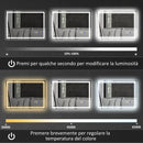 Specchio Bagno da Parete LED Antiappannamento 80x100 cm Speaker Bluetooth e Pulsanti Touch in Vetro Temperato  