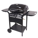 Barbecue a Gas Gustavo 109,5x56x101,5 cm a 2 Fuochi con Griglia in Acciaio Inox e Coperchio Nero      