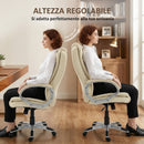 Sedia da Ufficio Girevole 65x68x112-122 cm con Funzione Dondolo Schienale Alto in Pelle PU Beige      