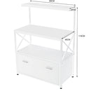 Mobile Multiuso per Stampante 3 Ripiani e 1 Cassetto 80x40x110 cm in MDF Bianco
