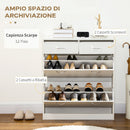 Mobile Scarpiera da 12 Paia 80x30x91,5 cm con 2 Ripiani Interni Regolabili e 2 Cassetti in Legno Bianco      