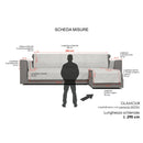 Copridivano con Penisola Destra in Poliestere e Cotone Blu Scuro Varie Misure