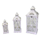 Set 3 Lanterne in Legno in Metallo sbiancato quadro