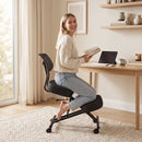 Sedia Ergonomica Posturale 46x85x85,5-103 cm Regolabile con Schienale e Ruote Nero      