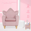 Poltrona per Bambini 50,2x41,9x57,8 cm con Schienale a Corona in Tessuto Effetto Velluto Rosa  