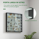 Bacheca Vetrina a Muro con 6 Ripiani Regolabili 80x9.5x83 cm in Legno Bianco e Nero      
