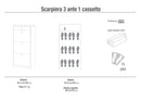 Scarpiera 3 Ante 1 Cassetto 63x127x29 cm Cemento