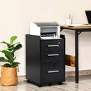 Cassettiera Portadocumenti 39,2x40x65,4 cm Cassetti con Chiavi di Sicurezza e 5 Ruote in MDF Nero  