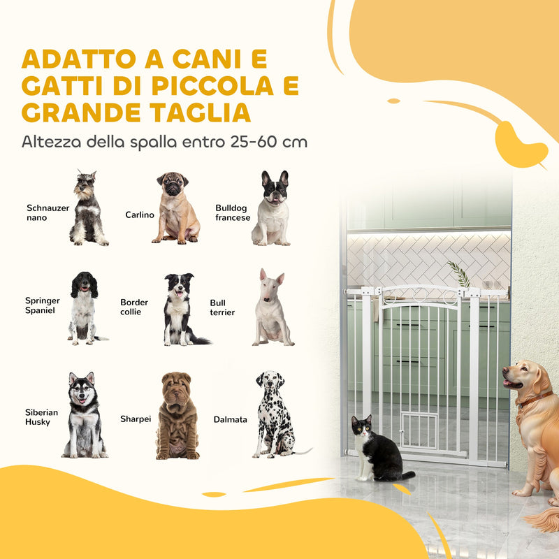 Cancelletto di Sicurezza con 2 Estensioni 76-104 cm Cancelletto Alto 106 cm Bianco   