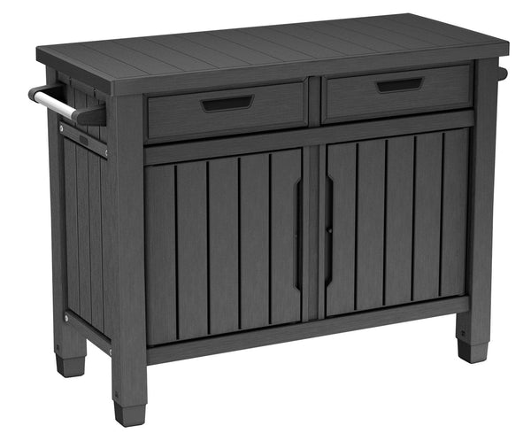 Tavolino per Barbecue 134x90x52 cm con Cassetti e Accessori Keter Unity XL Grafite sconto