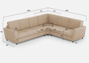 Divano Angolare 6 Posti 288x248x85 cm Yasel in Tessuto Beige