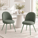 Set 2 Sedie da Pranzo 51x54x84 cm con Seduta Imbottita e Gambe in Metallo in Velluto Verde Scuro      