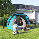 Tenda da Campeggio per 3 Persone Impermeabile con Camera e Veranda Azzurro    