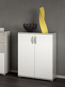 Mobile Buffet 2 Ante 60x35x83 cm in Legno Londra Bianco e Pietra