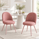 Set 2 Sedie da Pranzo 51x54x84 cm con Seduta Imbottita e Gambe in Metallo in Velluto Rosa      