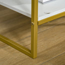 Set 2 Comodini Moderni con Cassetto e Ripiano Aperto 45x40x60 cm in MDF e Acciaio Bianco e Oro