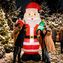 Babbo Natale Gonfiabile Gigante 150x78x243 cm con Albero di Natale Luci LED Gonfiatore e Borsa Portaoggetti in Poliestere Rosso      