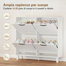Scarpiera Salvaspazio 99,5x24x93,3 cm 4 Cassetti Ribaltabili in MDF Bianco      
