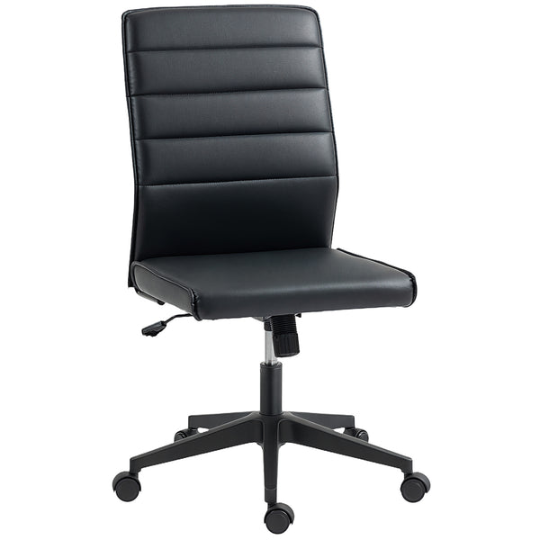 acquista Sedia da Ufficio Ergonomica e Regolabile 58x53x97-107 cm con Schienale Ricurvo in Pelle PU e Acciaio Nero