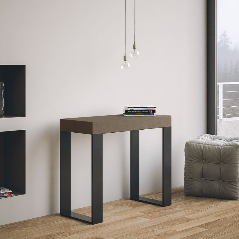 Consolle Allungabile 90-196x40x77 cm Tecno Small Premium Tortora Telaio Antracite 