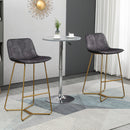 Set 2 Sgabelli da Bar con Schienale e Poggiapiedi  48x56,5x103 cm in Tessuto Vellutato Grigio