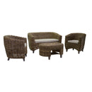 Set Salotto da Giardino Divano 2 Poltrone e Tavolino in Rattan Mumbai Grigio