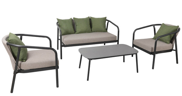 sconto Garten-Lounge-Set aus Aluminiumsofa, 2 Sesseln und Couchtisch Vorghini Lubecca