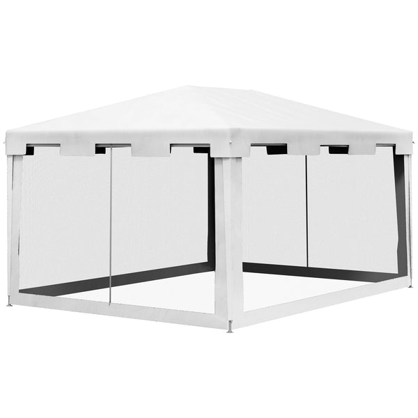 Gazebo da Giardino Pieghevole con Zanzariera e 2 Ingressi 4x3m in Metallo e PE Bianco e Nero prezzo