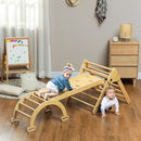 Gioco Arrampicata Bambini 178x64,5x63 cm con Triangolo e Arco Montessori e Rampa con Pietre in Legno      