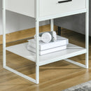 Comodino 1 Cassetto 1 Ripiano 45x40x60 cm in Acciaio e Truciolato Bianco