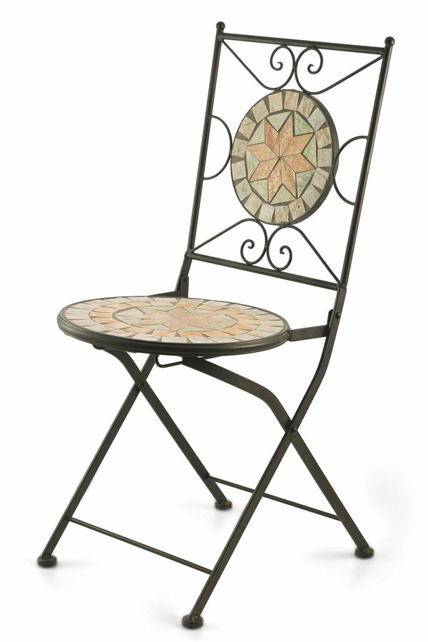sconto Gartenstuhl aus Schmiedeeisen mit Soriani Zypern-Mosaik