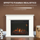 Camino Elettrico da Pavimento 98x23,5x69,5 cm con Fiamma a 5 Luminosità Telecomando e Timer Bianco e Nero      