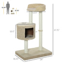Albero Tiragraffi per Gatti 61x41x96 cm con Corda di Juta  Beige