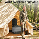 WC Portatile da Campeggio 42x46x43,5 cm con 12 Pacchetti Coagulanti e 12 Sacchetti di Smaltimento in PP Grigio e Nero      