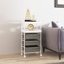Carrello Portaoggetti Multiuso 40x34x85 cm con 2 Ripiani e 3 Vassoi Scorrevoli in Acciaio e PP Bianco e Grigio  