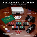 Set da Poker Completo con 500 Fiches Mescolatore di Carte Distributore di Carte Tappetino 5 Dadi Argento      