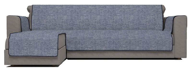 Copridivano in Poliestere con Penisola Sinistra Blu Scuro Varie Misure