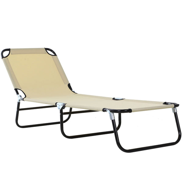 Lettino da Giardino con Schienale Regolabile in 5 Posizioni 188x56x28 cm in Acciaio e Tessuto Oxford Beige acquista