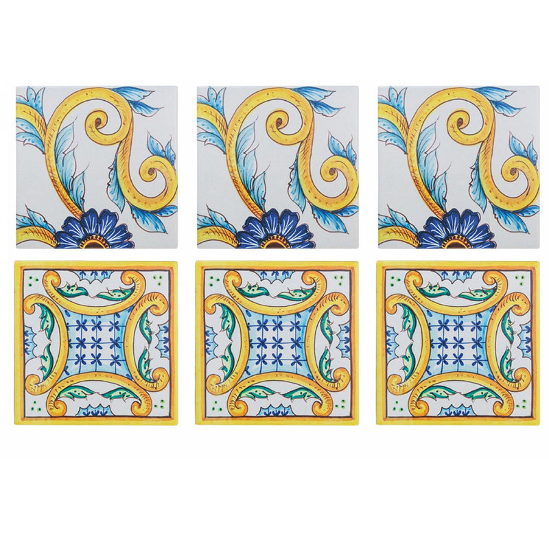 Set 6 Sottobicchieri 10x10x1 cm  in Ceramica VdE Tivoli 1996 Le Riggiole