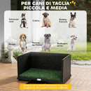 Toilette per Cani 75x51x36,5 cm con Vassoio Estraibile Pareti Laterali Erba Sintetica in PP e PE Nero      