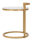 Tavolinetto Round Marble 40x43x50 cm in Ferro e Marmo Oro e Bianco