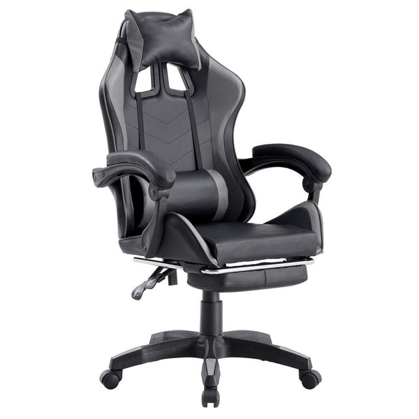 sconto Sedia da Gaming Ergonomica in Similpelle Grigio/Nera