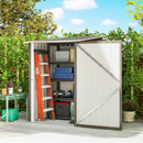 Casetta da Giardino Porta Attrezzi 100x104x160 cm con Porta in Acciaio Galvanizzato Marrone e Bianco      
