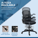 Sedia da Ufficio 59x65x102-122 cm con Supporto Lombare Altezza Regolabile e Braccioli Ribaltabili in Tessuto a Rete Nero      